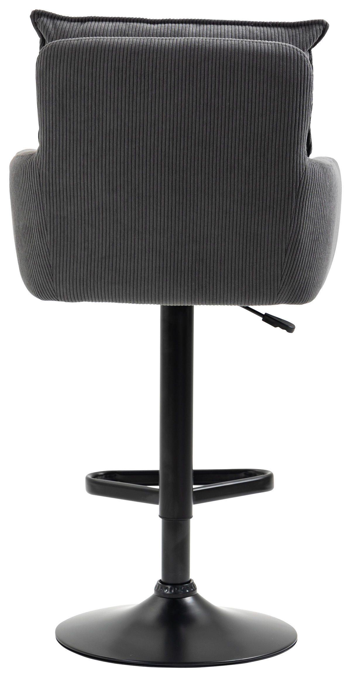 BARHOCKER Cord Anthrazit, Schwarz Eisen Stoffauswahl, Sitzfläche 360° drehbar, inklusive Armlehnen  - Anthrazit/Schwarz, Design, Textil/Metall (54/98-120/58cm) - Novel
