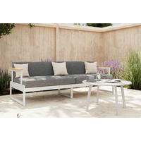 LOUNGESOFA 192/57/73 cm Akazie Hartholz Aluminium  - Weiß/Grau, MODERN, Holz/Textil (192/57/73cm) - Ambia Garden