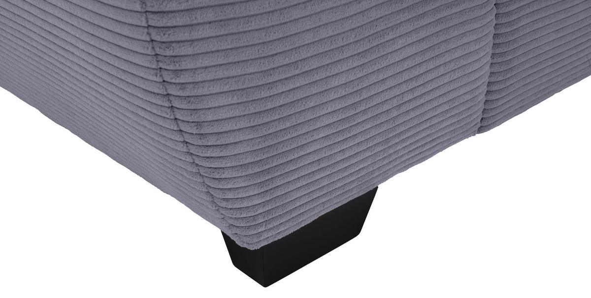 ECKSOFA Grau Cord Rückenkissen, Armlehnenkissen, Bettkasten, Schlaffunktion, Rücken echt, Liegefläche im Originalstoff  - Schwarz/Grau, KONVENTIONELL, Kunststoff/Textil (304/212cm) - Carryhome