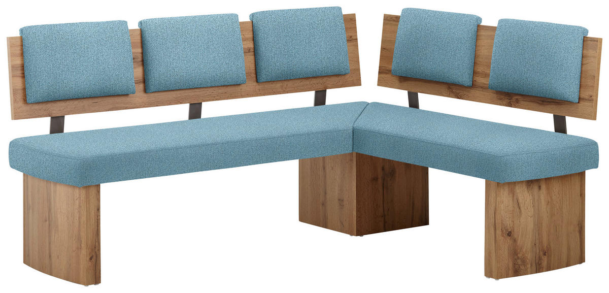 ECKBANKGRUPPE in Textil, Holzwerkstoff Eichefarben, Hellblau  - Eichefarben/Hellblau, Konventionell, Holzwerkstoff/Textil - Cantus