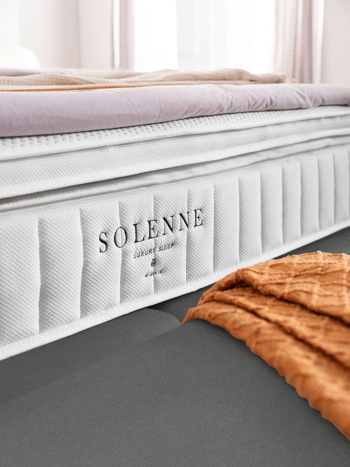 BOXSPRINGBETT 180/200 cm  in Grau, Hellgrau  - Hellgrau/Schwarz, Design, Textil/Metall (180/200cm) - Johann Jakob