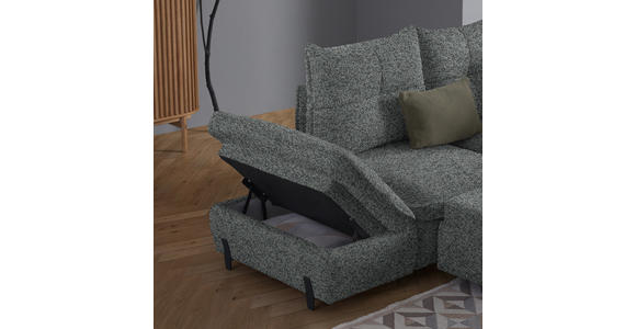 ECKSOFA in Bouclé Graublau  - Graublau/Schwarz, Design, Textil/Metall (220/250cm) - Xora