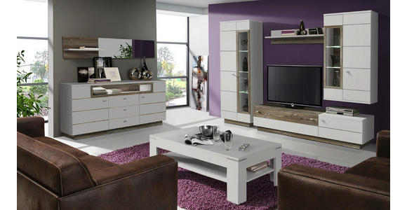 WOHNWAND in Kieferfarben, Weiß - Alufarben/Weiß, Design, Glas/Holzwerkstoff (275/197/52cm) - Hom`in