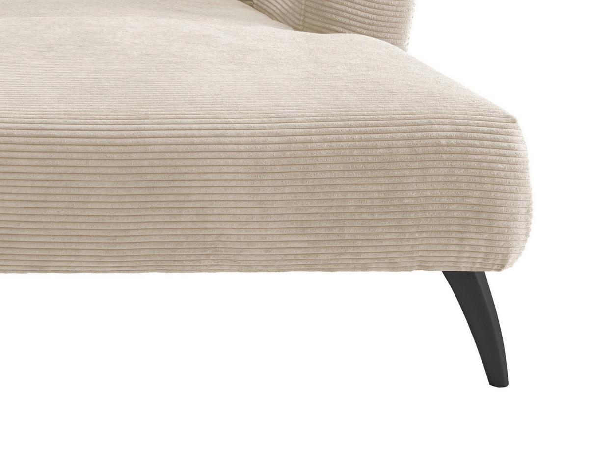 ECKSOFA in Cord Beige  - Beige/Schwarz, Modern, Holz/Textil (264/160cm) - MID.YOU