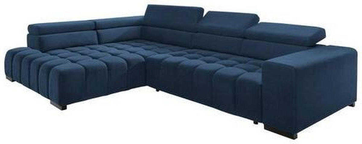 ECKSCHLAFSOFA in Velours Blau  - Blau/Schwarz, Design, Holz/Textil (201/307cm) - Livetastic