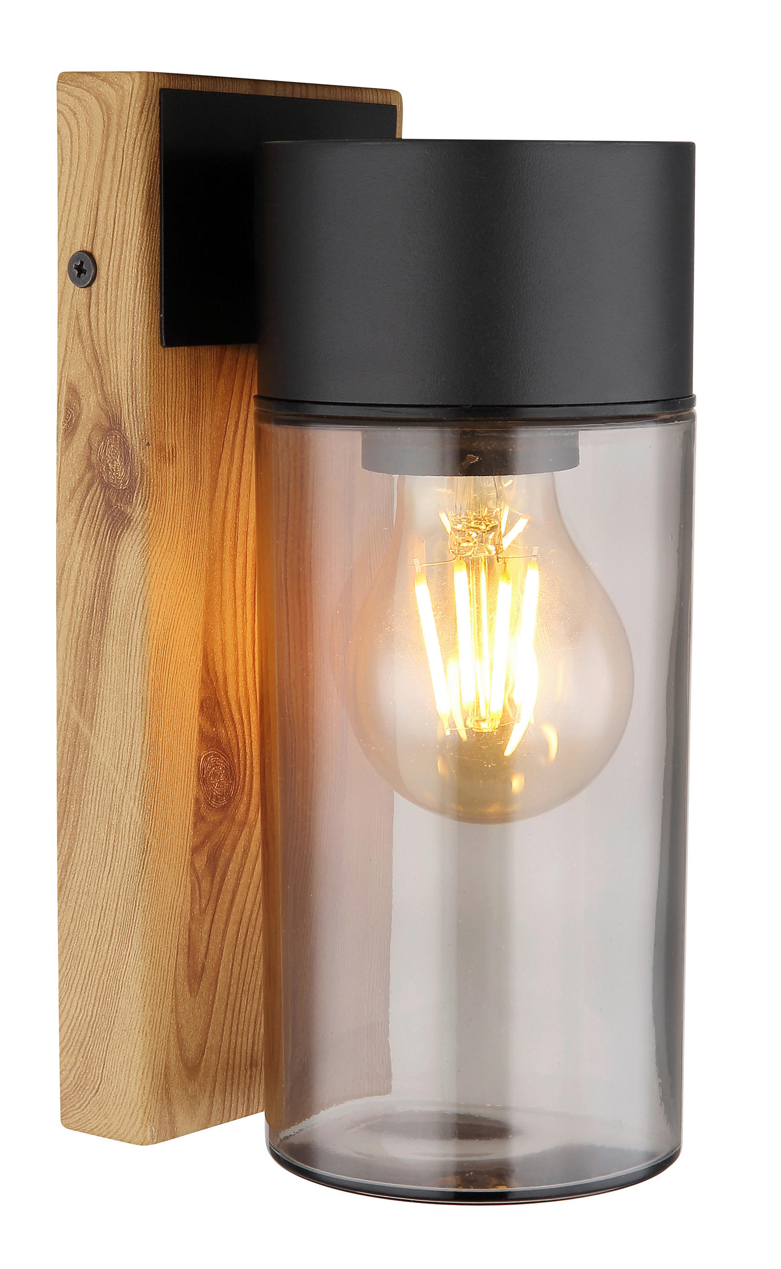 AUßENLEUCHTE 9/22,5 cm   - Schwarz, Natur, Glas/Metall (9/22,5cm) - Globo