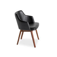 STOL MED ARMSTÖD  läderutbud, tygutbud  äkta läder  svart, valnötsfärgad  - valnötsfärgad/svart, Design, läder/trä (57/78/55cm) - Skovby