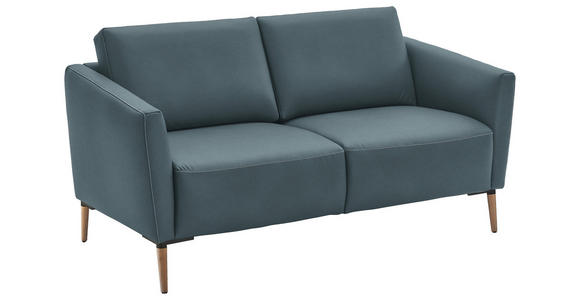 2-SITZER-SOFA  in Echtleder Blaugrau   - Eichefarben/Beige, Natur, Leder/Holz (182/86/87cm) - Valnatura