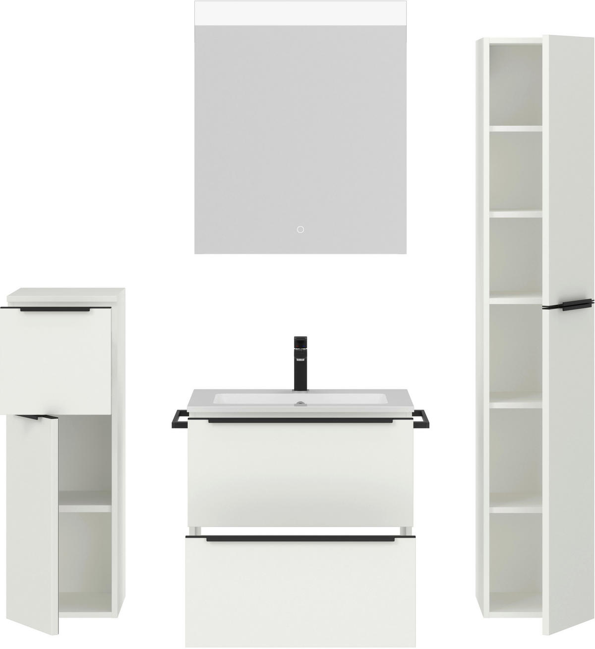 BADEZIMMER 5-teilig  in 121 cm  - Schwarz/Weiß, MODERN, Holzwerkstoff/Stein (121cm) - Nobilia