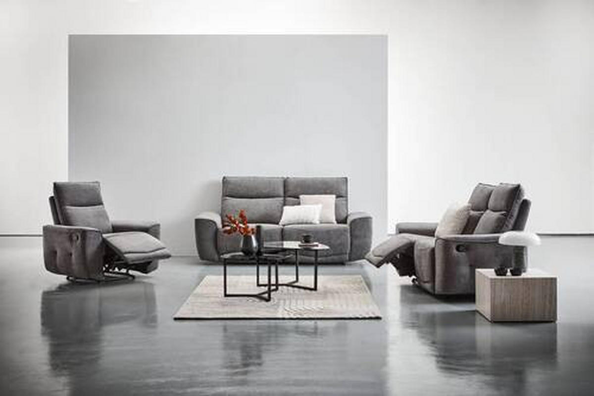 2,5 ÜLÉSES KANAPÉ fém, műanyag, textil szürke  - fekete/szürke, Konventionell, műanyag/textil (203/99/96cm) - Celina Home