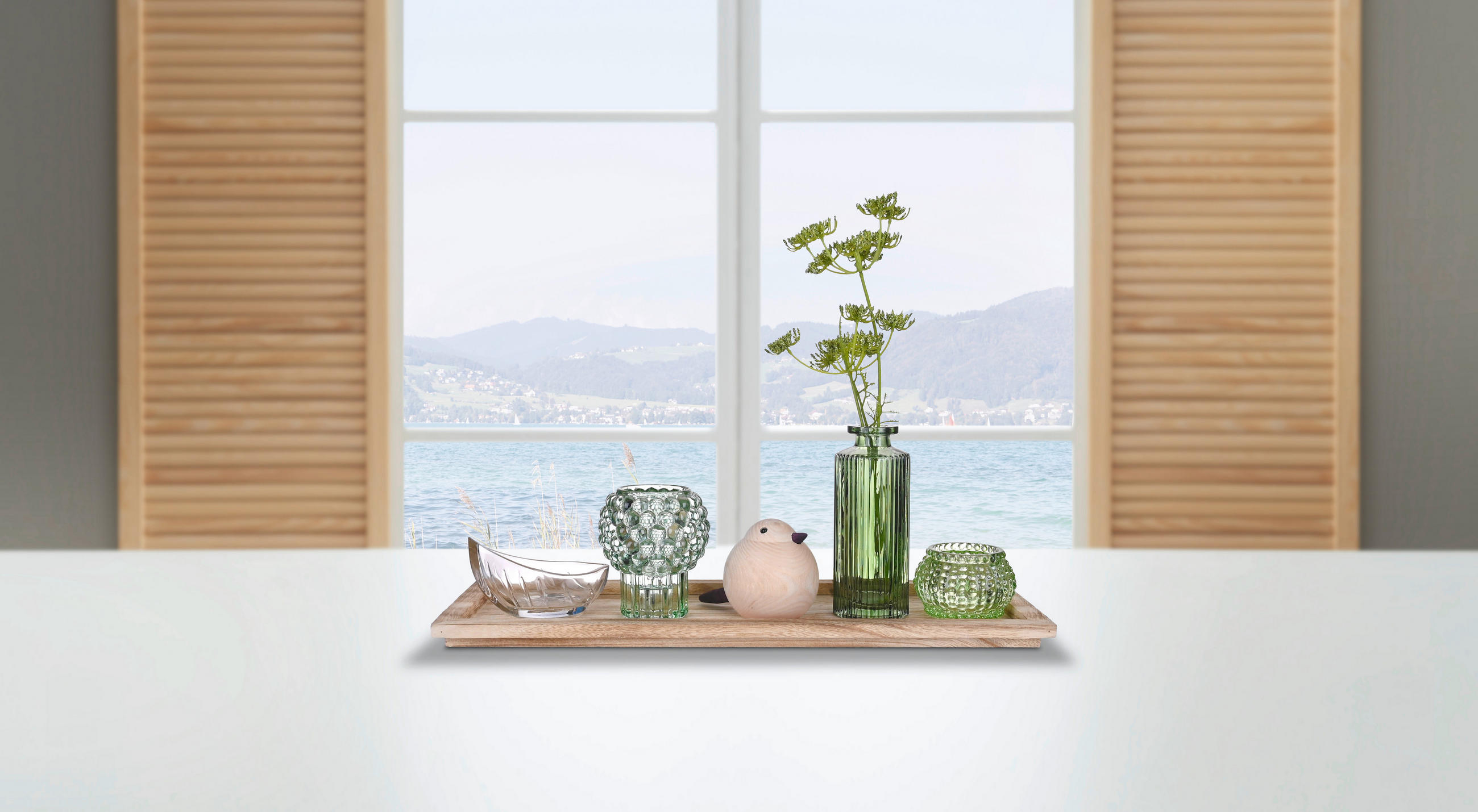 TEELICHTHALTER-SET 8-teilig  - Multicolor, LIFESTYLE, Glas/Holz (40/12,5/14cm) - Ambia Home