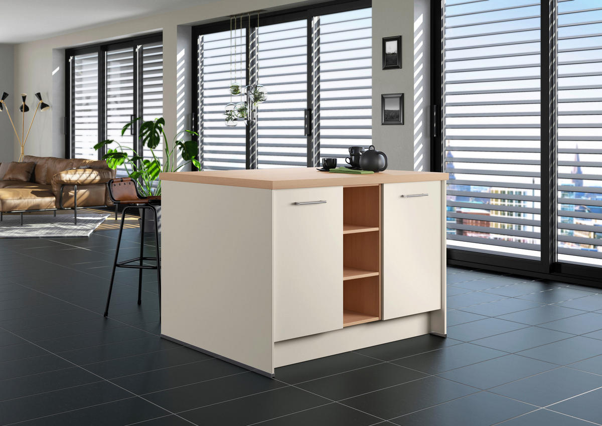 KÜCHENINSEL 123,4/91,8/96,6 cm  in Eichefarben, Magnolie  - Edelstahlfarben/Eichefarben, Basics, Holzwerkstoff/Metall (123,4/91,8/96,6cm) - Impuls