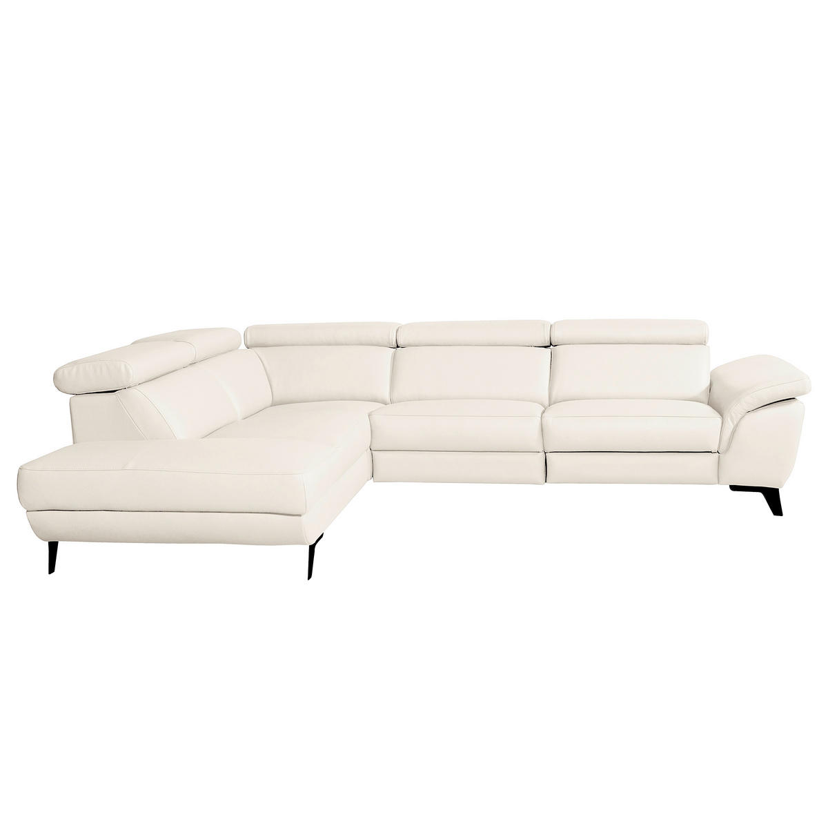 ECKSOFA DALLAS in Echtleder Creme  228/283 cm  - Creme/Schwarz, Design, Leder/Metall (228/283cm) - Livetastic