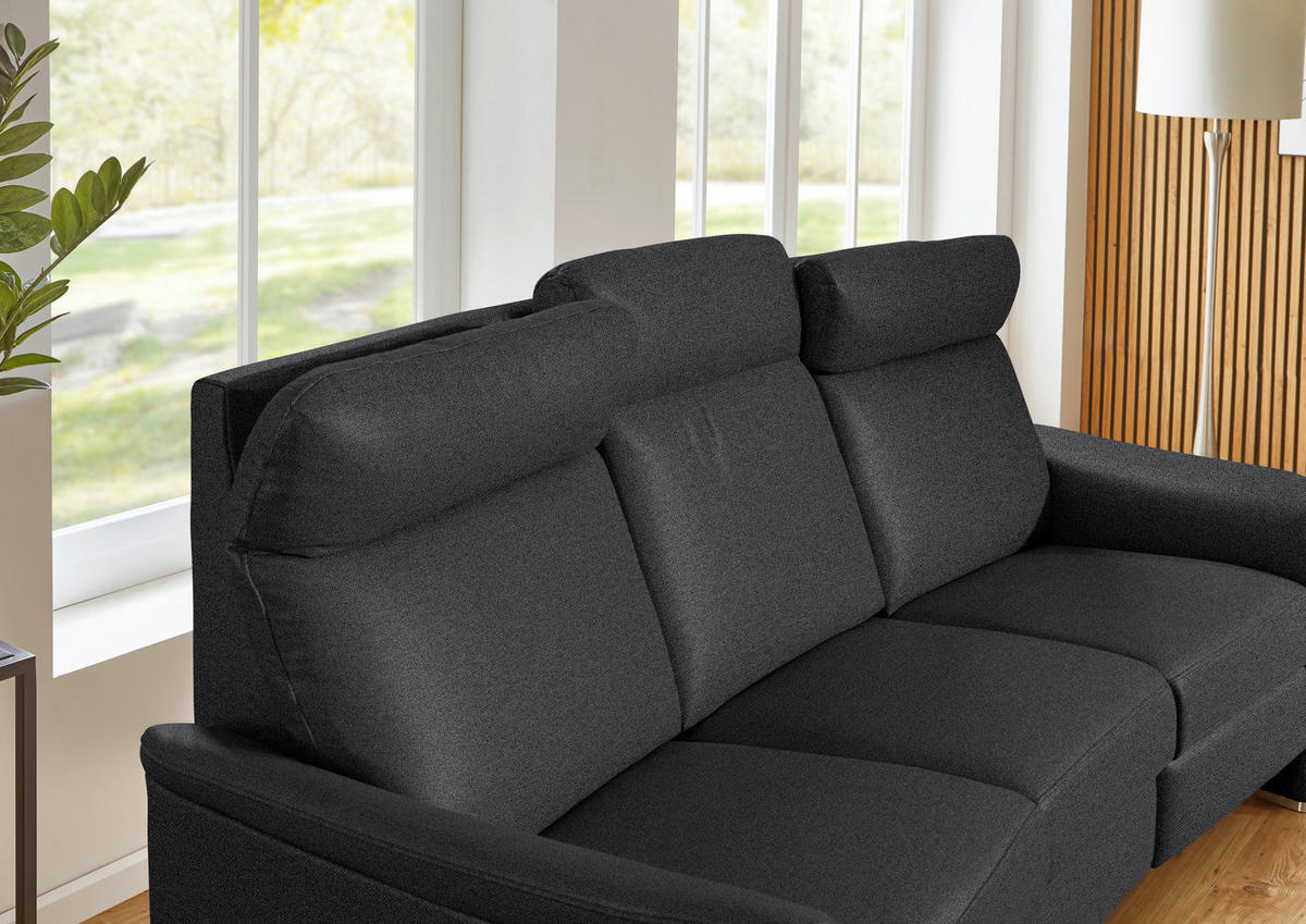 SITZGARNITUR Flachgewebe Schwarz  - Alufarben/Schwarz, Konventionell, Textil/Metall (218/156/107/103/95cm) - Beldomo Comfort