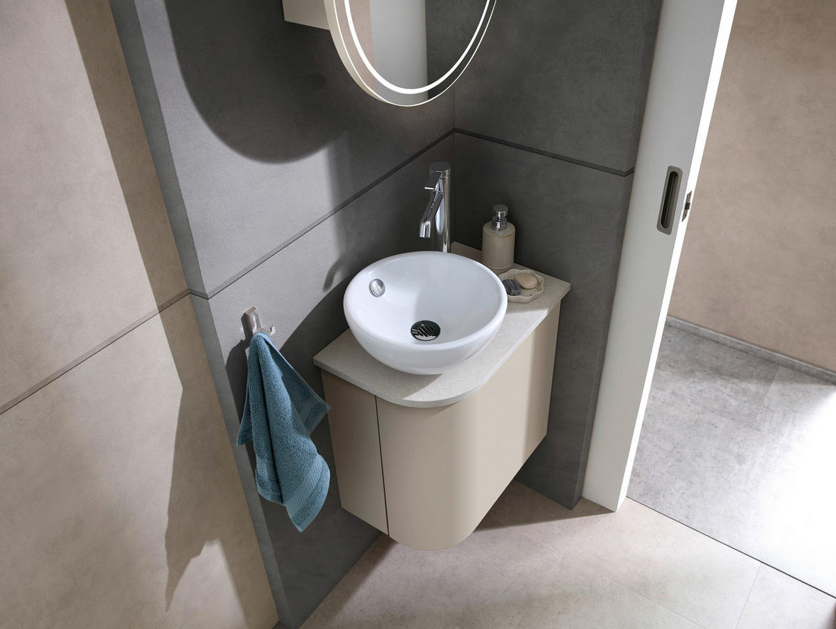 WASCHTISCHKOMBI 50,3 cm  - Kaschmir/Weiß, Natur, Keramik/Holzwerkstoff (50,3cm) - Sadena