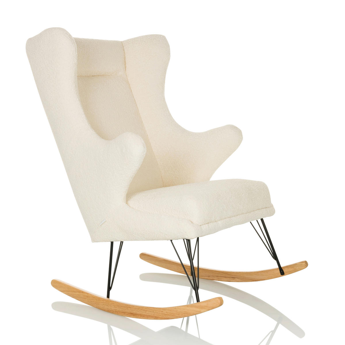 LOUNGESESSEL Bouclé Weiß    - Hellbraun/Schwarz, MODERN, Holz/Textil (68/110/90cm) - MID.YOU