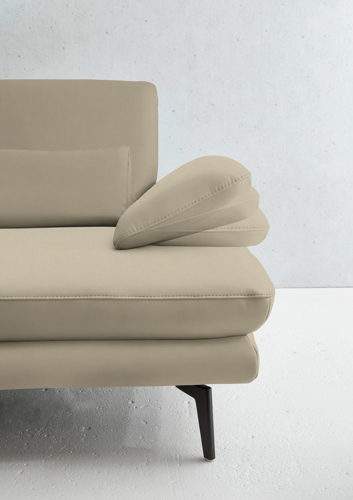 3-SITZER-SOFA in Echtleder Creme, Naturfarben  - Creme/Schwarz, Design, Leder/Metall (222/86/104cm) - Dieter Knoll
