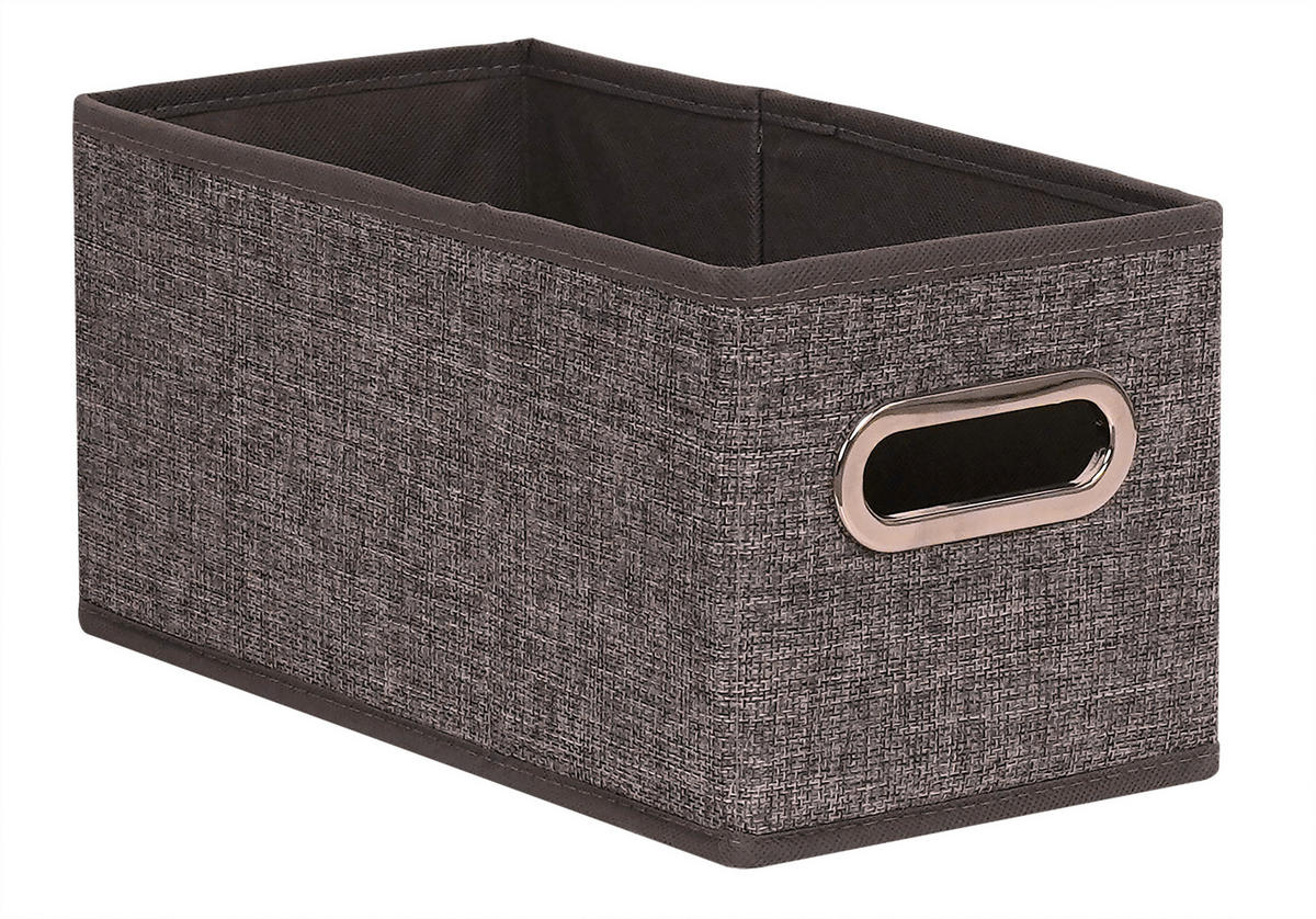 KOŠÍK DO REGÁLU, hnedá - hnedá/béžová, Basics, kartón/kov (31/15/15cm) - Homeware