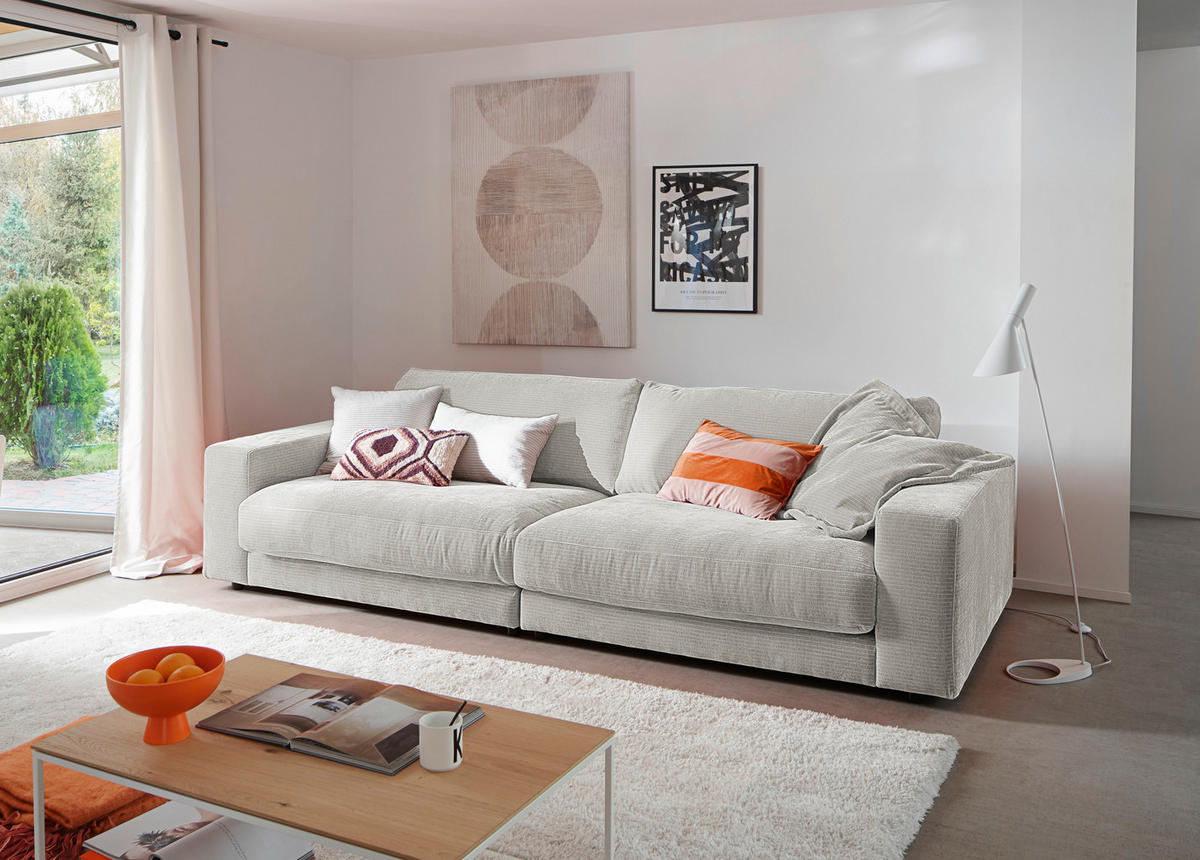 3-SITZER-SOFA in Chenille Hellgrau  - Hellgrau/Schwarz, Design, Kunststoff/Textil (290/86/127cm) - Lomoco