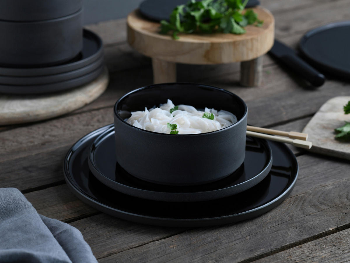 KOMBINOVANÁ SOUPRAVA, 16dílné, kamenina - černá, Trend, keramika (41/39/35null) - Creatable