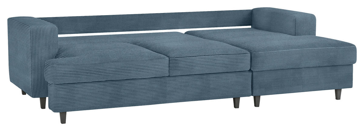 ECKSOFA Blau Cord, Velours  - Blau/Schwarz, Design, Holz/Textil (247/140cm) - MID.YOU