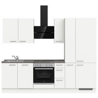 BUCĂTĂRIE FĂRĂ ELECTROCASNICE  - alb/culoare inox, Modern, metal/material pe bază de lemn (270cm) - Nobilia