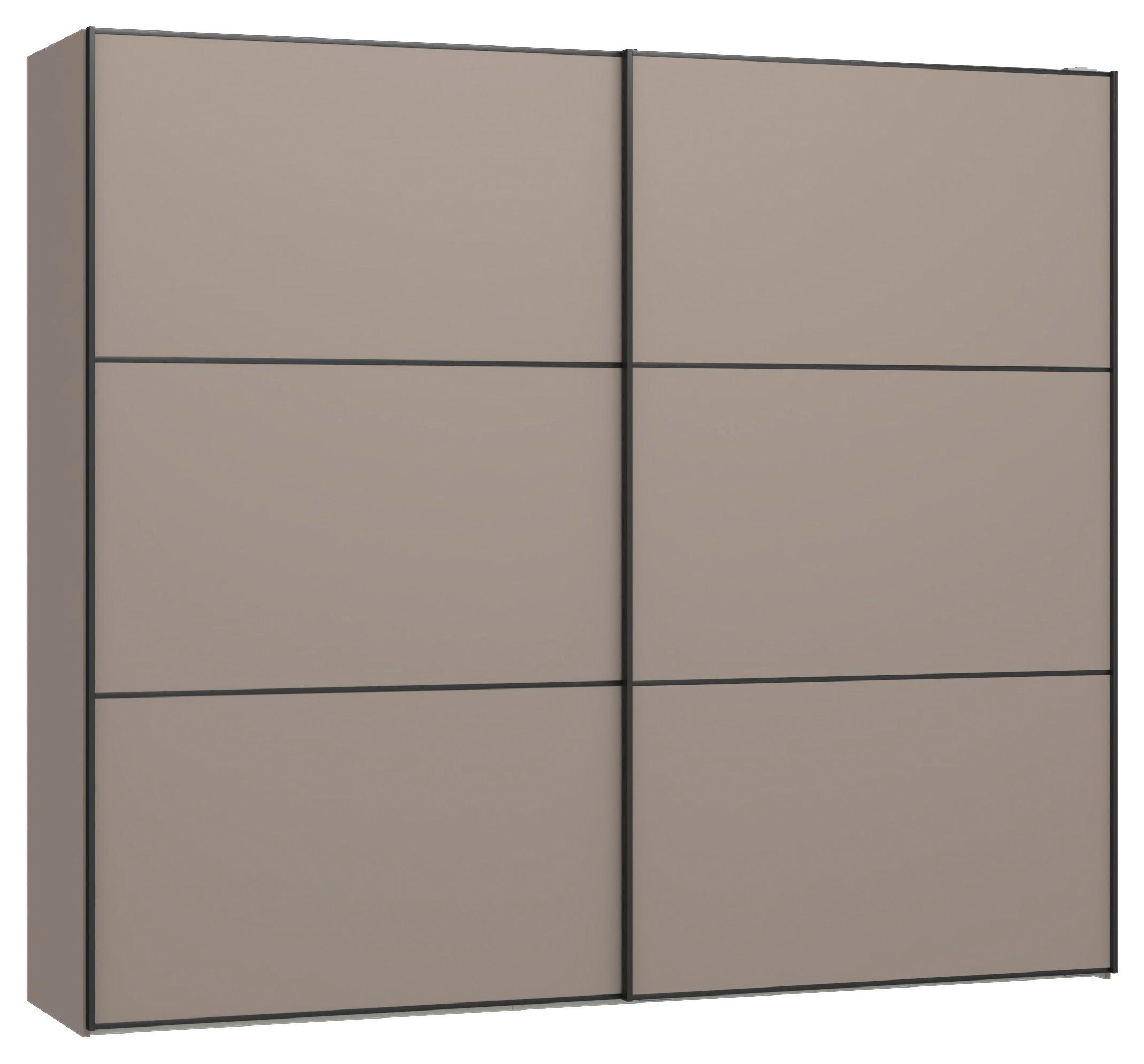SCHWEBETÜRENSCHRANK 253/220/65 cm 2-türig Hellbraun  - Hellbraun/Schwarz, Design, Holzwerkstoff/Metall (253/220/65cm) - Jutzler