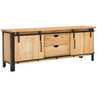 NÍZKA KOMODA, akácia, čierna, prírodná farba, 160/60/42 cm - svetlohnedá/čierna, Modern, kov/drevo (160/60/42cm) - MID.YOU