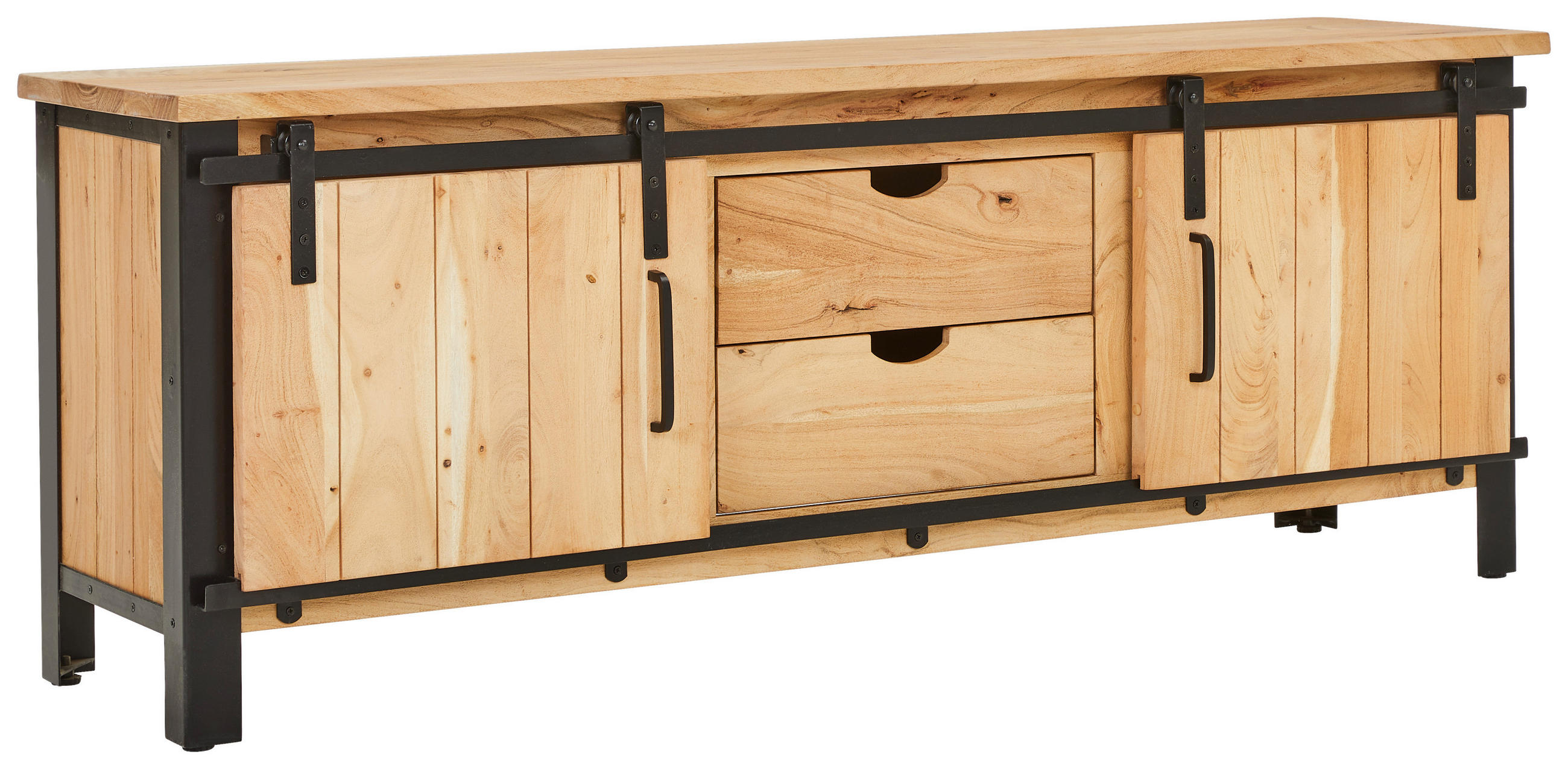 MID.YOU NÍZKA KOMODA, akácia, prírodná farba, čierna, 160/60/42 cm