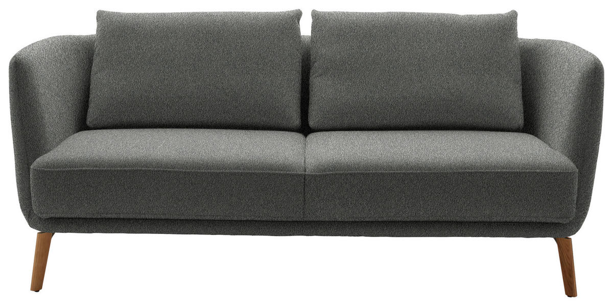 2,5-SITZER  in Flachgewebe Grau  - Eichefarben/Weiß, Design, Holz/Textil (190/71/91cm) - Schöner Wohnen