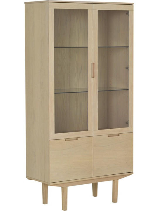 VITRINSKÅP  i faner, delar i massivt trä ek ek Bianco  - ek Bianco, Design, trämaterial/trä (90/180/40cm) - Best Price