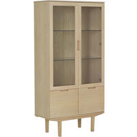 VITRINSKÅP  i faner, delar i massivt trä ek ek Bianco  - ek Bianco, Design, trämaterial/trä (90/180/40cm) - Best Price