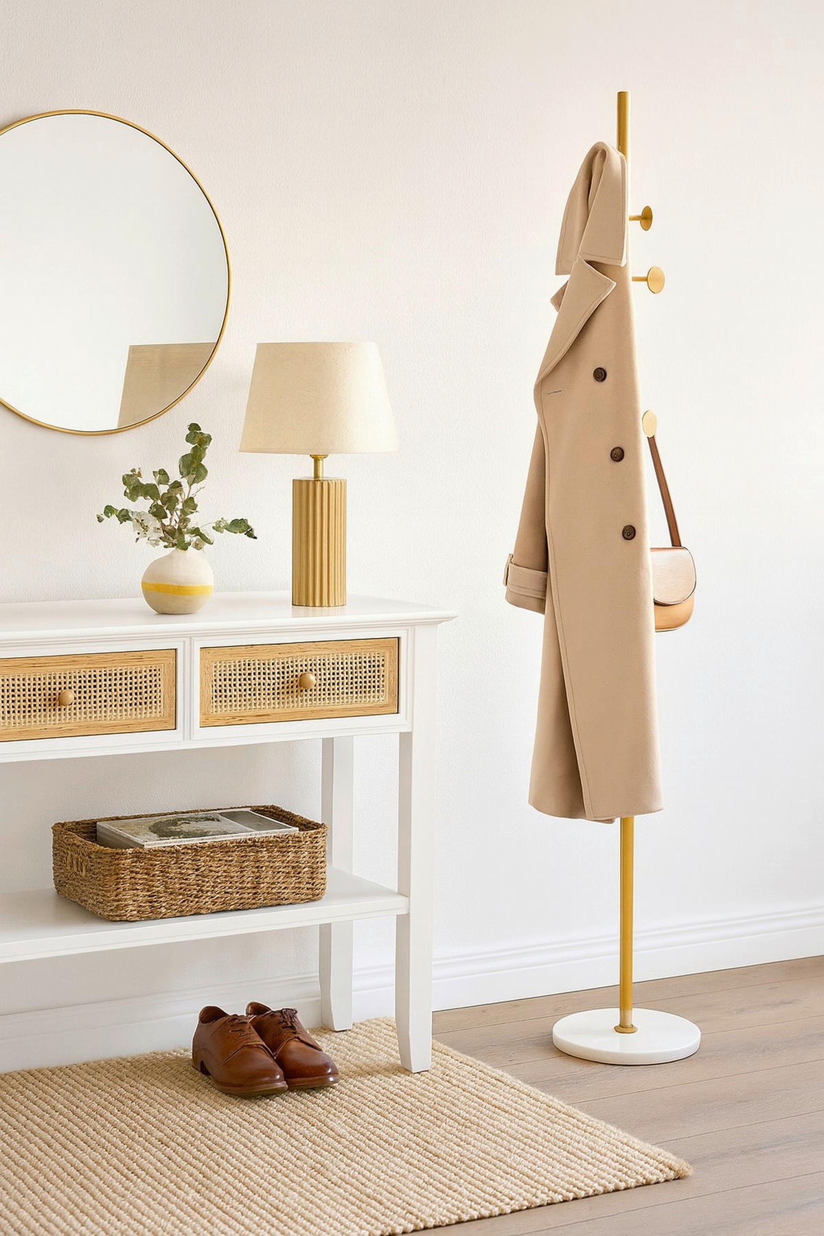 KLEIDERSTÄNDER in Gelb, Weiß   - Gelb/Weiß, Design, Stein/Metall (35/35/170cm) - MID.YOU