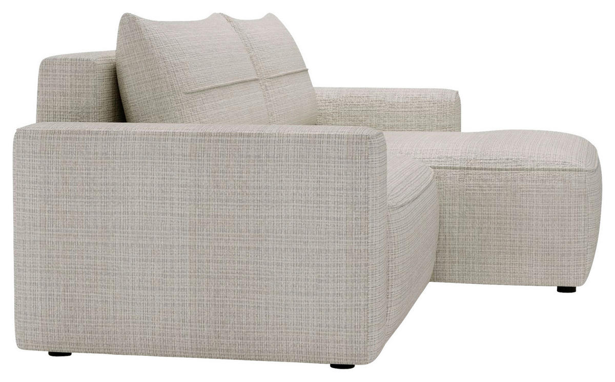 ECKSOFA in Chenille Creme  - Creme/Schwarz, Design, Kunststoff/Textil (233/144cm) - Livetastic