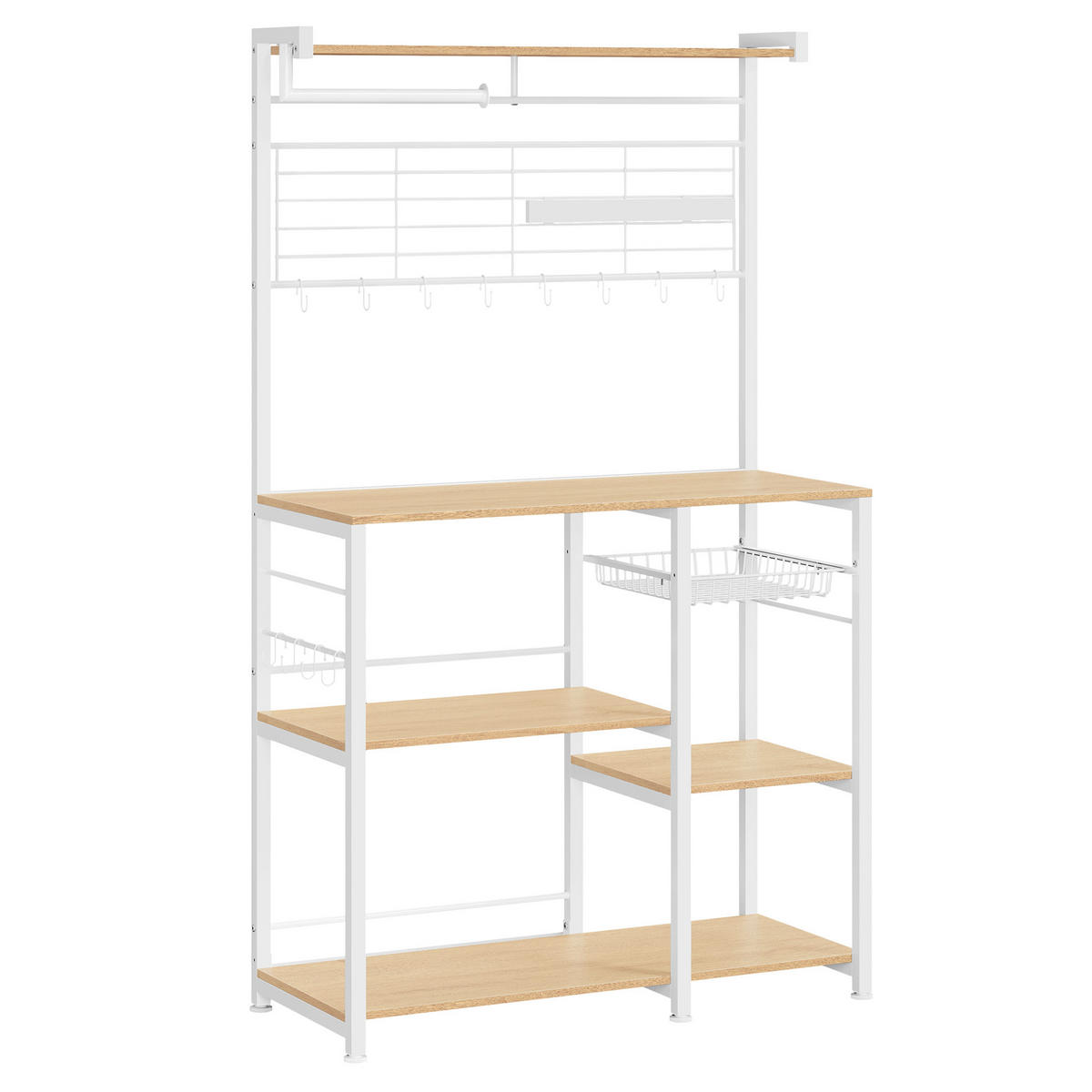 REGÁL, bílá, barvy dubu, ocel, 90/167/42 cm - bílá/barvy dubu, Moderní, kov/kompozitní dřevo (90/167/42cm) - MID.YOU