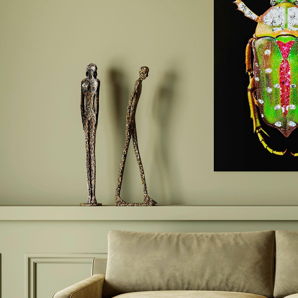 SKULPTUR - Schwarz/Bronzefarben, Design, Kunststoff (26/79/11cm) - Kare-Design