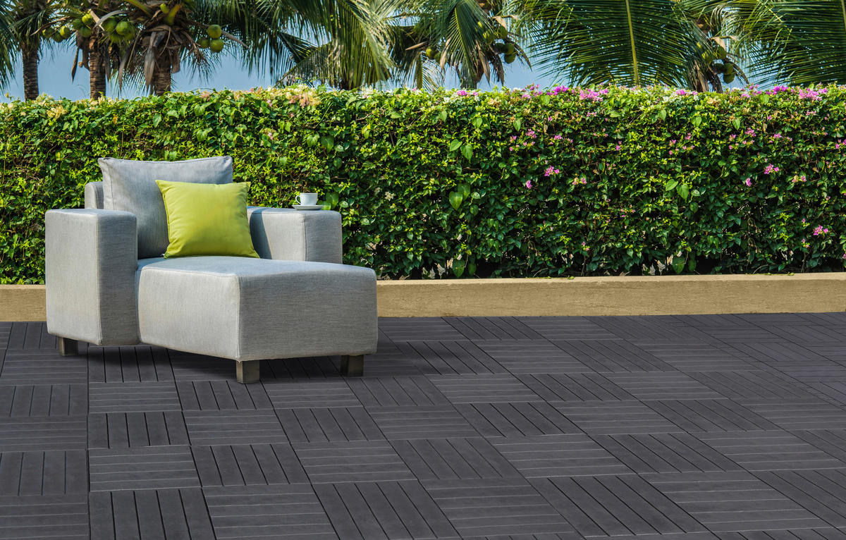 TERRASSENFLIESE GRAPHITE 30X30CM 6-ER SET  - Graphitfarben, MODERN, Kunststoff (31,3/31,3/9cm)