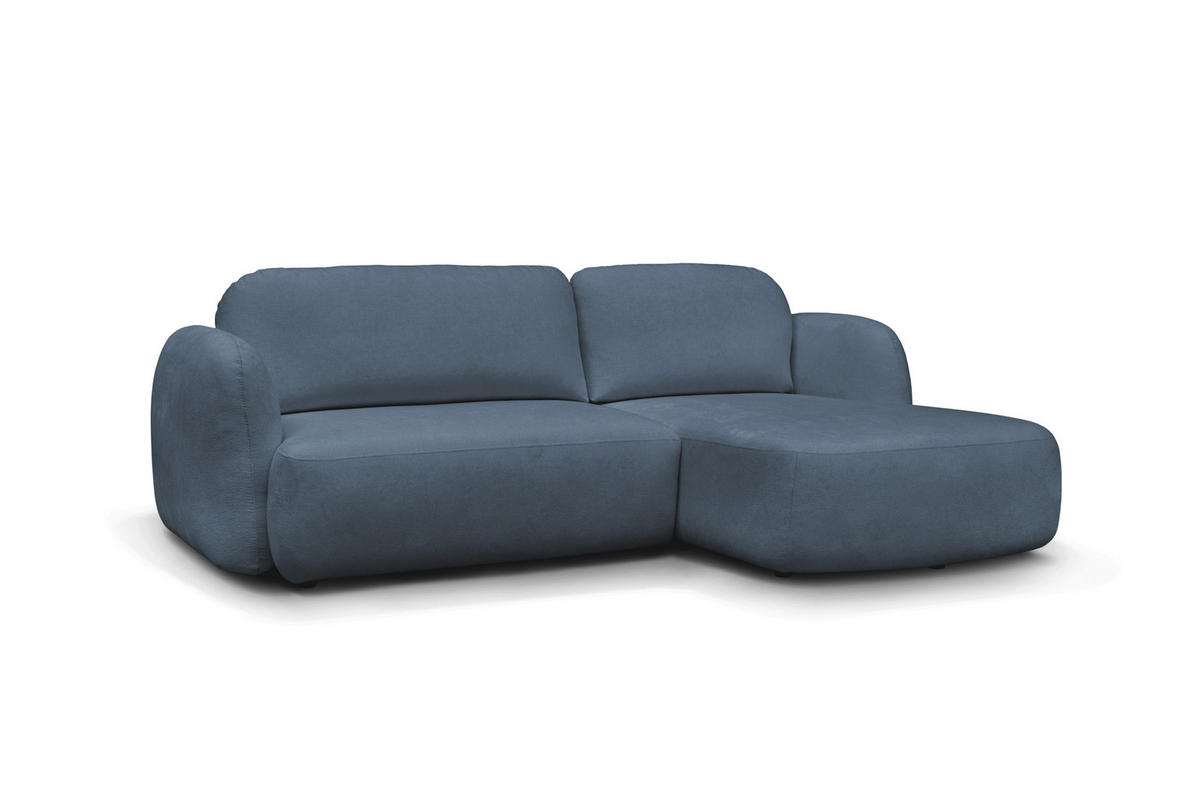 ECKSOFA VELU Blau Chenille  - Blau/Schwarz, Design, Textil (270/175cm) - MID.YOU