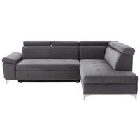 ECKSOFA Mikrofaser Dunkelgrau  - Dunkelgrau, Konventionell, Textil/Metall (271/206cm) - Carryhome
