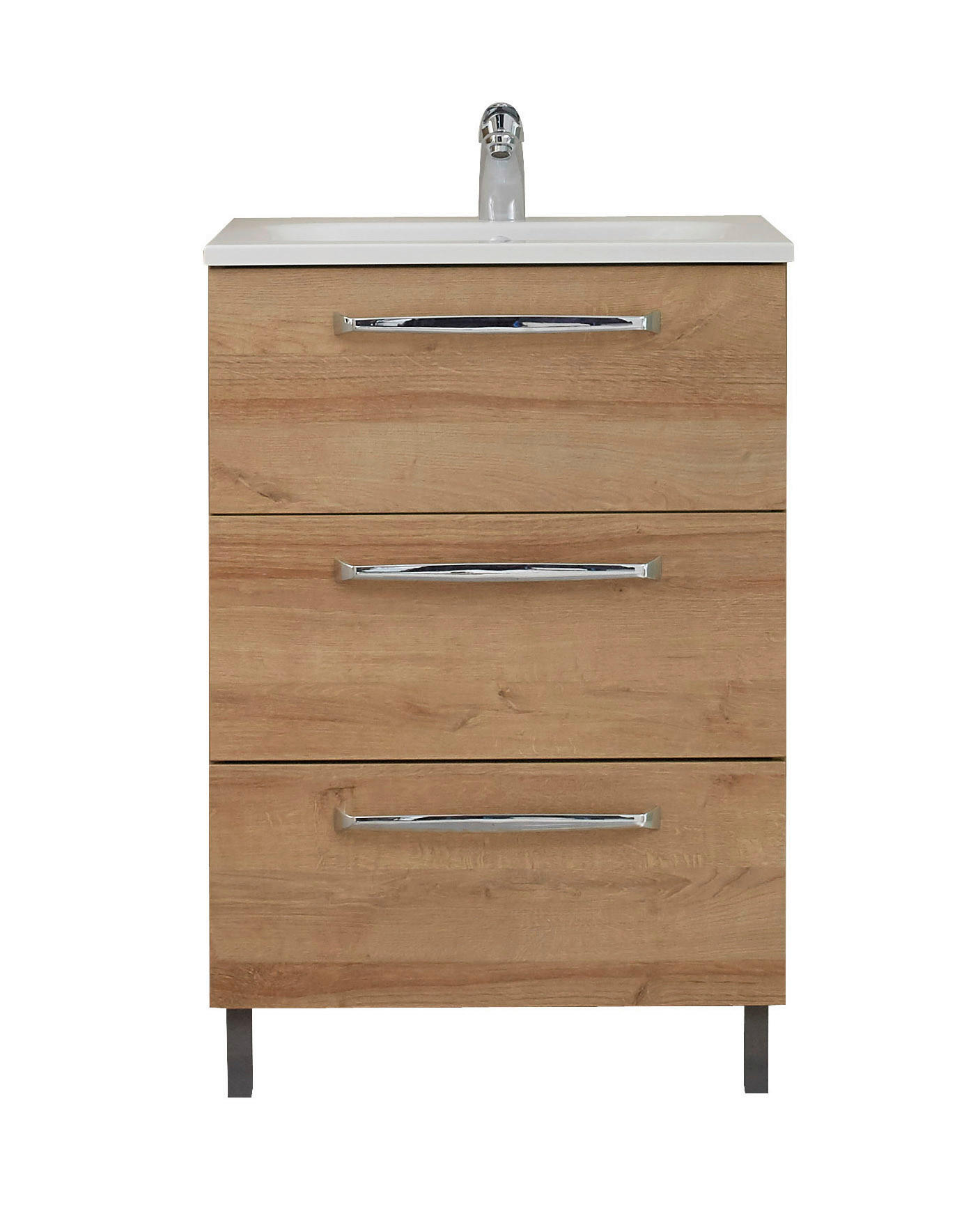 WASCHTISCHUNTERSCHRANK  - Chromfarben/Eichefarben, KONVENTIONELL, Holzwerkstoff/Metall (60/77/43cm) - Xora