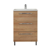 WASCHTISCHUNTERSCHRANK  - Chromfarben/Eichefarben, KONVENTIONELL, Holzwerkstoff/Metall (60/77/43cm) - Xora