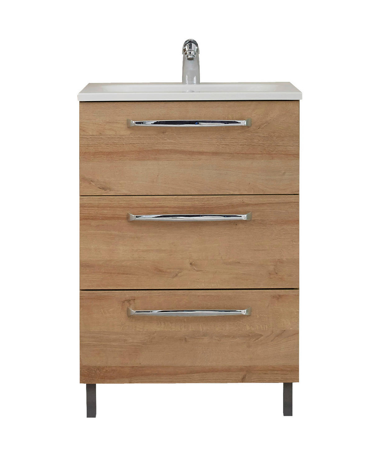 WASCHTISCHUNTERSCHRANK  - Chromfarben/Eichefarben, KONVENTIONELL, Holzwerkstoff/Metall (60/77/43cm) - Xora