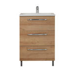 WASCHTISCHUNTERSCHRANK  - Chromfarben/Eichefarben, KONVENTIONELL, Holzwerkstoff/Metall (60/77/43cm) - Xora