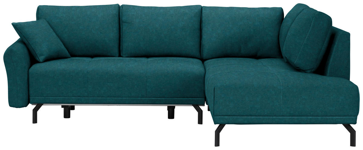 ECKSOFA in Webstoff Petrol  250/191 cm  - Petrol/Schwarz, Design, Textil/Metall (250/191cm) - Carryhome