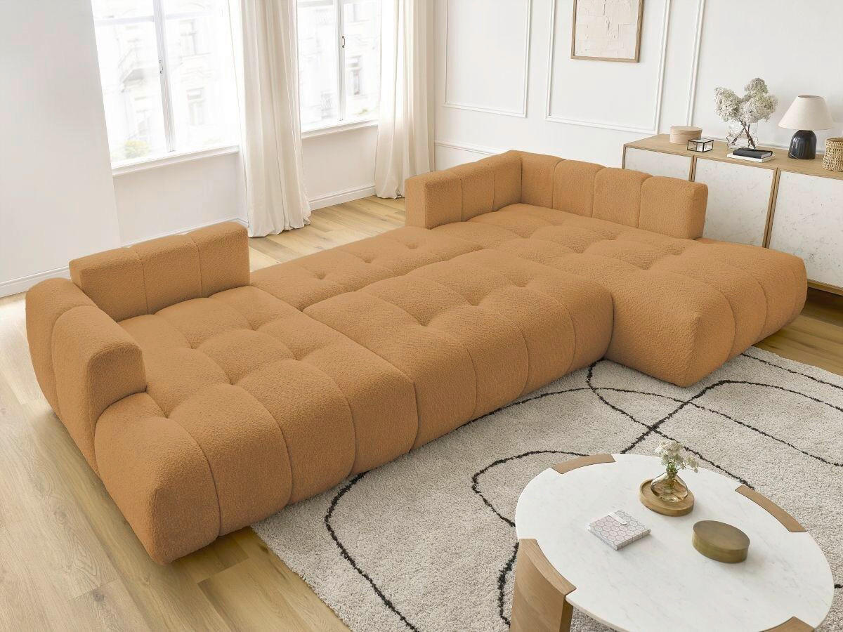 WOHNLANDSCHAFT  FUJI  Gelb Bouclé  - Gelb/Schwarz, MODERN, Kunststoff/Textil (160/377/204cm)