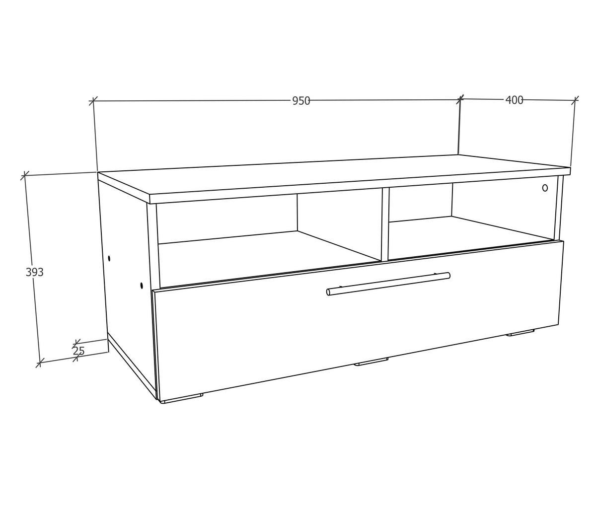 TV-BÄNK  i 95/39/40 cm  - honungsek/vit, Modern, metall/trämaterial (95/39/40cm) - MID.YOU