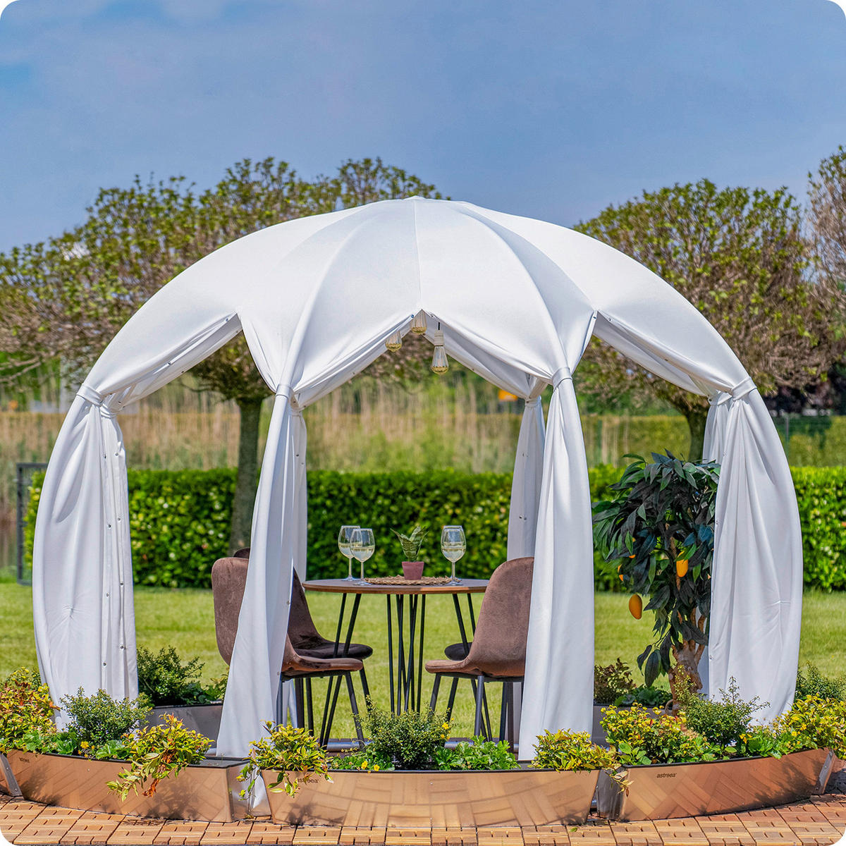 PAVILLON 372/250/372 cm Aluminium  - Silberfarben/Weiß, Basics, Textil/Metall (372/250/372cm)