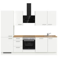 KÜCHENBLOCK 270 cm   in Weiß, Eichefarben  - Edelstahlfarben/Eichefarben, MODERN, Holzwerkstoff/Metall (270cm) - Nobilia