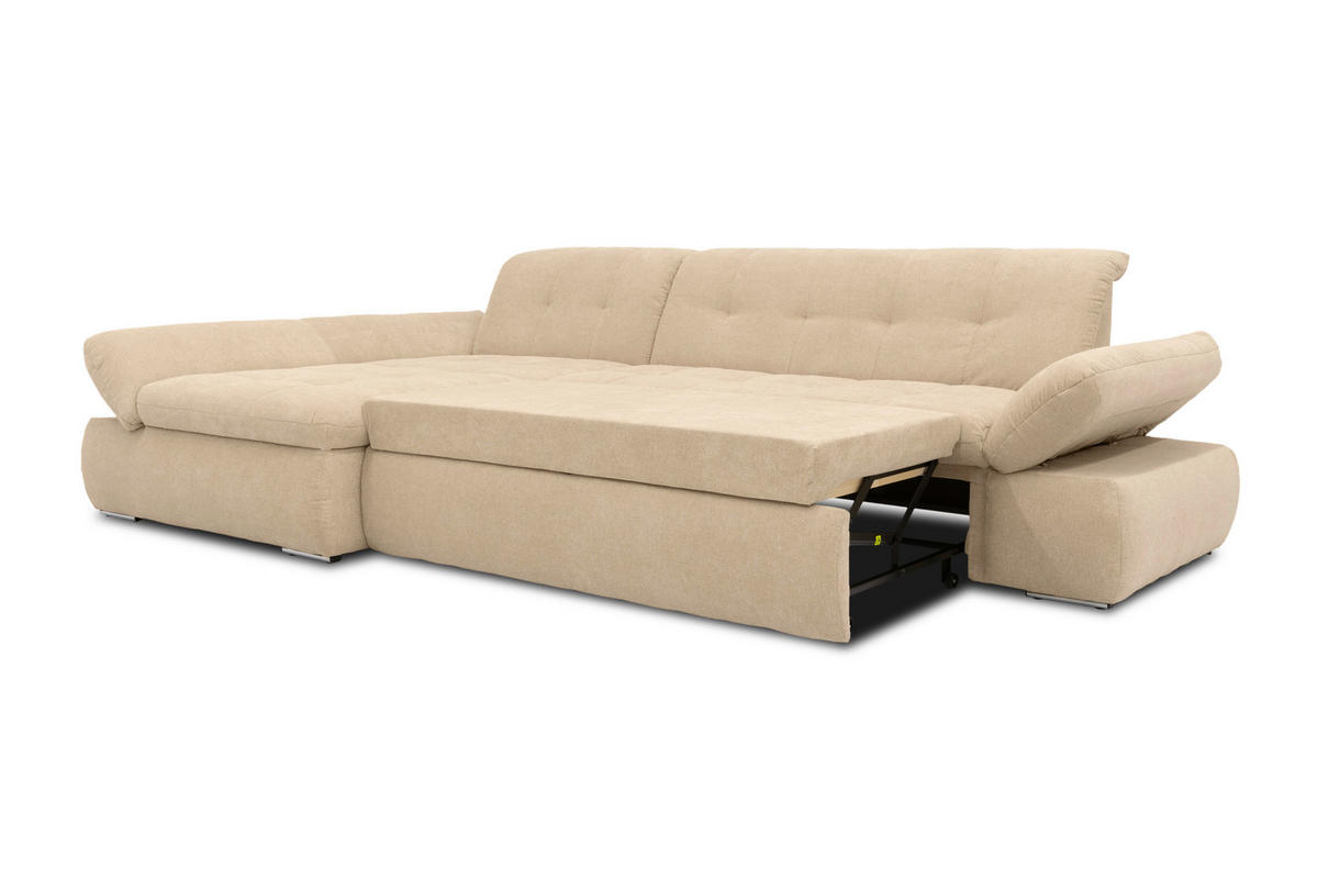 ECKSOFA in Mikrofaser Beige  172/300 cm  - Chromfarben/Beige, KONVENTIONELL, Textil/Metall (172/300cm) - MID.YOU