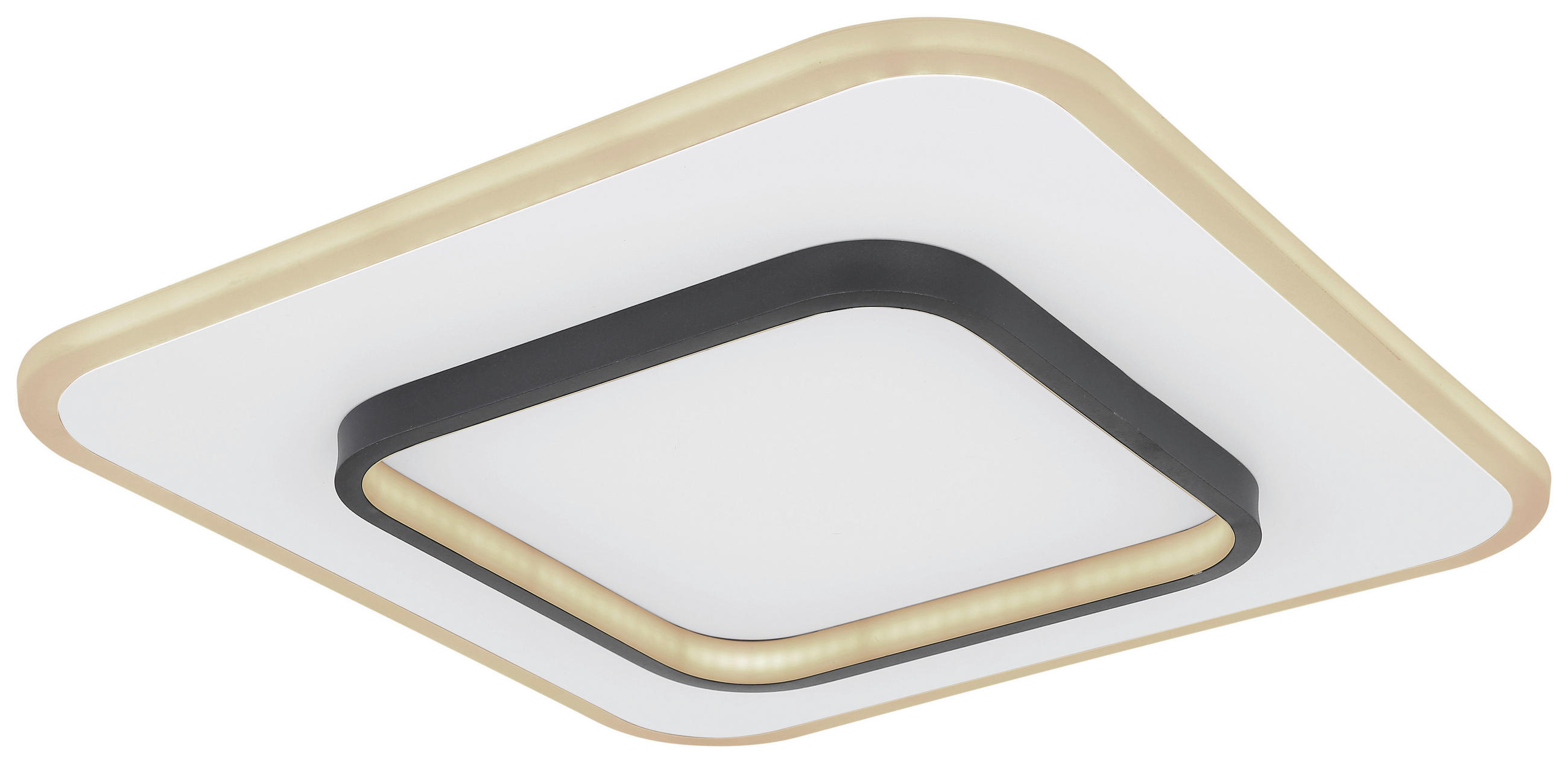 LED-DECKENLEUCHTE Lima 45,8/45,8/6 cm   - Opal/Schwarz, Basics, Kunststoff/Metall (45,8/45,8/6cm) - Globo